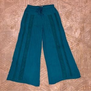 Earthbound Trading Co. Teal lace up pants SIZE S